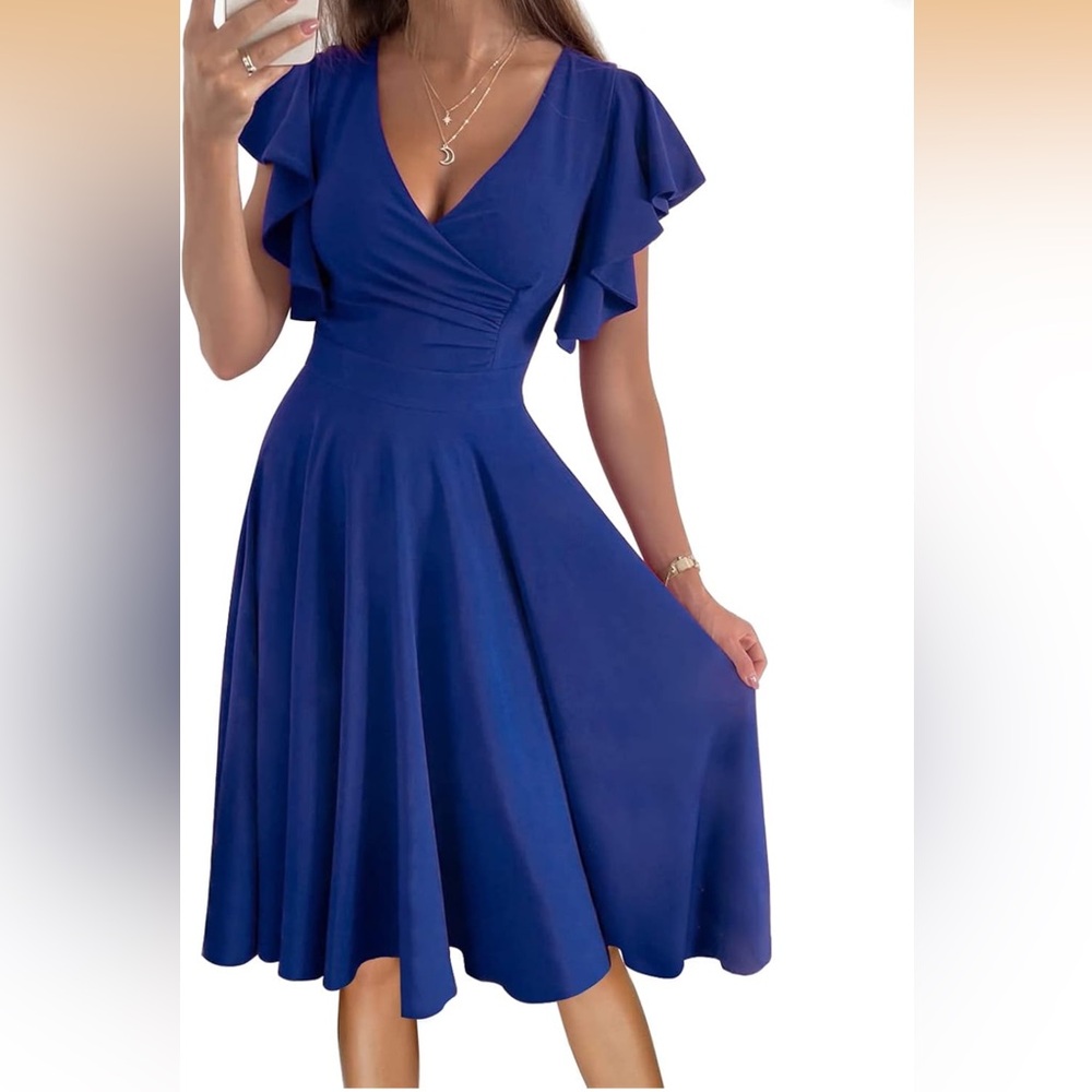 Chic Royal Blue Midi Dress